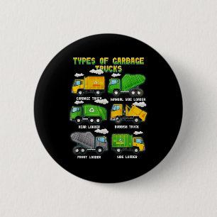 Types Of Garbage Truck Kids Boys Adult Trashtruck 2 Inch Round Button