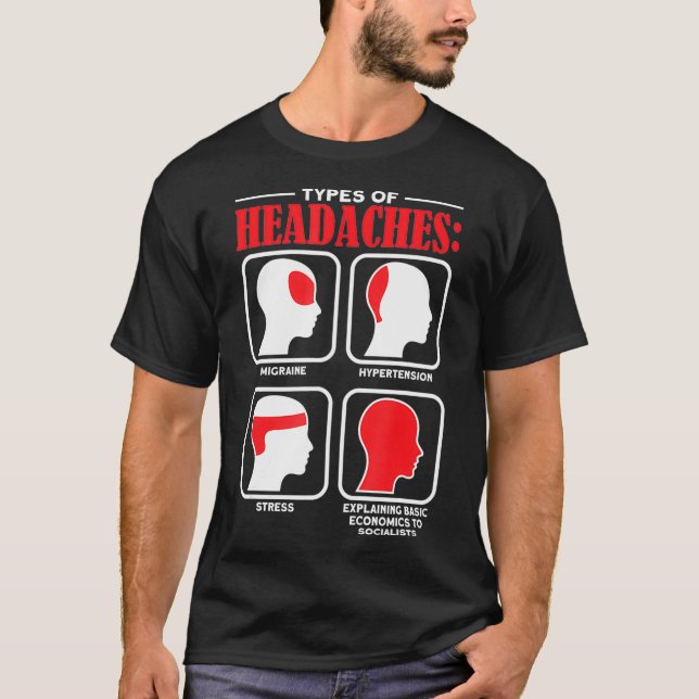 Types Of Headaches Explaining Basic Economics T-Shirt (Front)