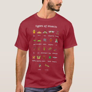 Types Of Insects Entomology Insects Bugs T-Shirt