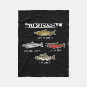 Types Of Salmon Fish For Salmon Fishing  Fleece Blanket