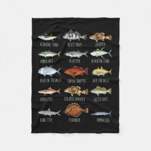 Types Of Saltwater Fish Species Biology Fishing Lo Fleece Blanket