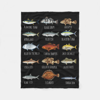 Types Of Saltwater Fish Species Biology Fishing Lo Fleece Blanket