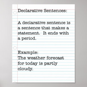 Types of Sentences:  Declarative Sentences Poster