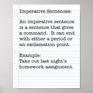 Types of Sentences:  Imperative Sentences Poster