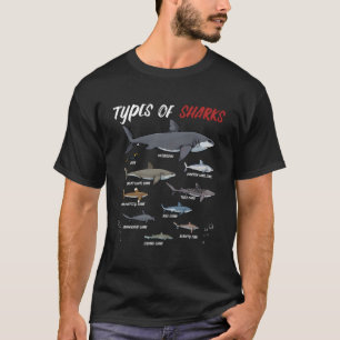 Types Of Sharks Animal Ocean Scuba Diving Funny We T-Shirt