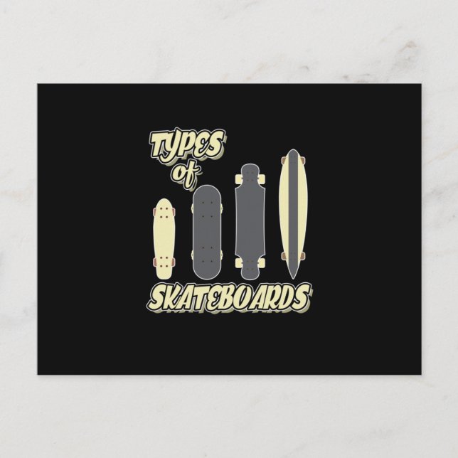 Types Of Skateboards Skateboarder Skateboarding Invitation Postcard (Front)
