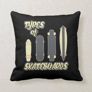 Types Of Skateboards Skateboarder Skateboarding Throw Pillow