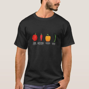 Types Of Spicy Hot Chili Peppers in Rich Colours T T-Shirt