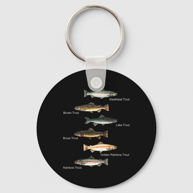 Types Of Trout Fish Species Collection Fishing  Keychain (Front)
