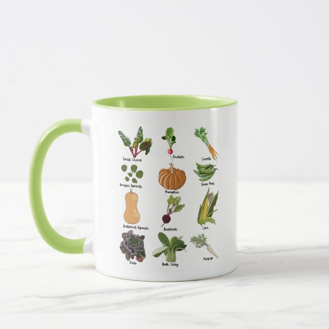 Types of Veggies Autumn Vegetables Mug (Left)