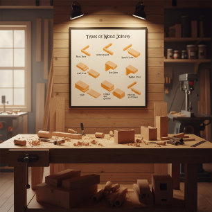 Types of Wood Joinery - Illustrated Guide Poster