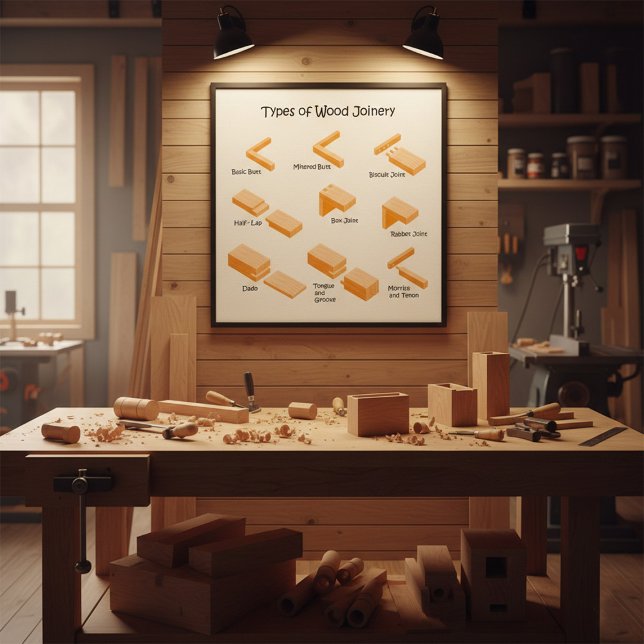 Types of Wood Joinery - Illustrated Guide Poster (Creator Uploaded)