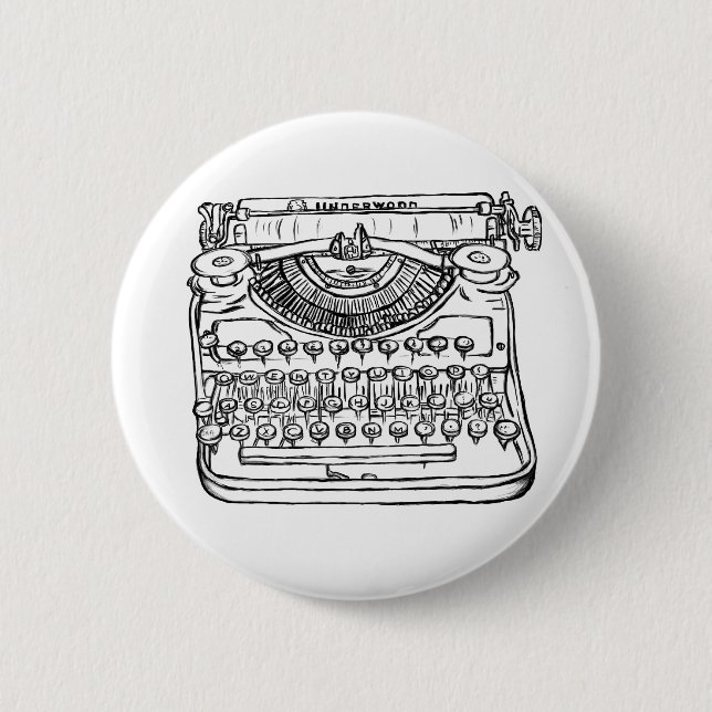 Typewriter 2 Inch Round Button (Front)