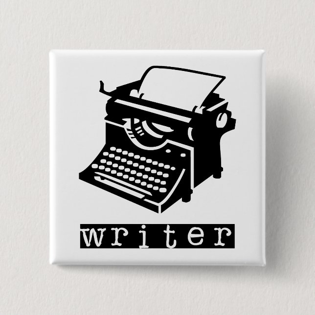 Typewriter 2 Inch Square Button (Front)