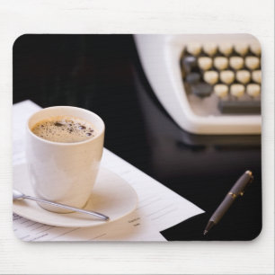 Typewriter and a cup of coffee mouse pad