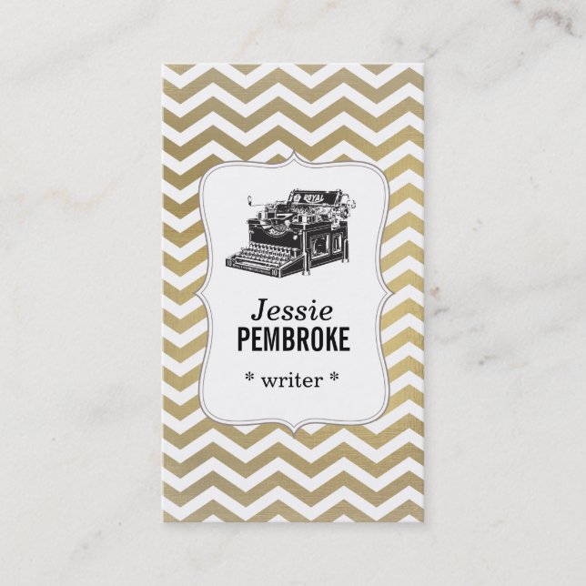 Typewriter business card -  faux foil (Front)
