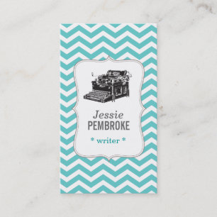 Typewriter business card teal