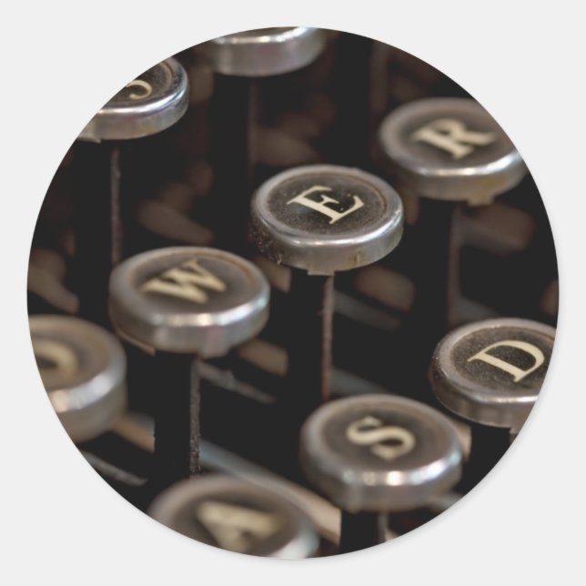 Typewriter Classic Round Sticker (Front)
