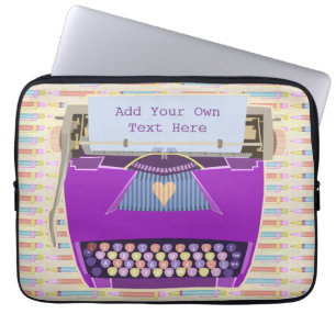 Typewriter Cute Retro Modern Personalized Text Laptop Sleeve