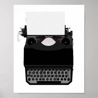 Typewriter Drawing Décor Print Poster