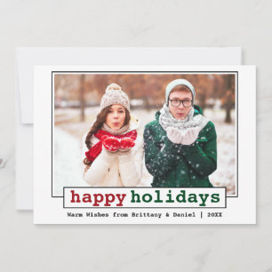 Typewriter Font Happy Holidays Photo Holiday Card