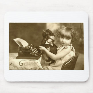 Typewriter girl mouse pad