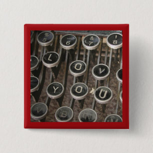 Typewriter Keys "I Love You" 2 Inch Square Button