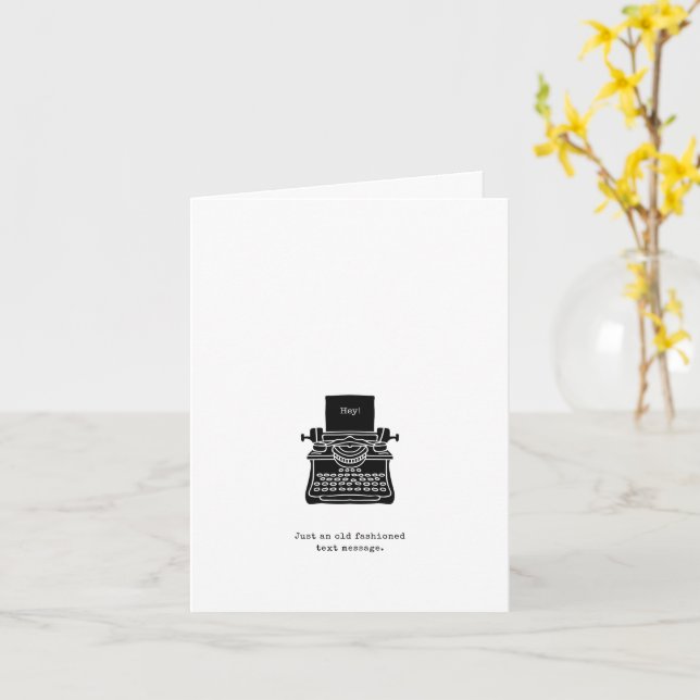 Typewriter Old School Text Greeting Card (Yellow Flower)
