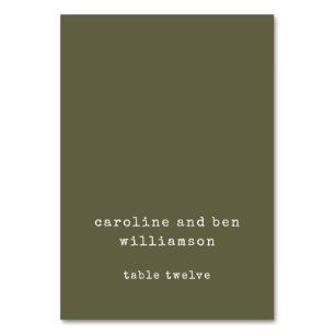 Typewriter Olive Custom Wedding Escort Place Card