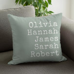 Typewriter Personalized Family Names Throw Pillow<br><div class="desc">Typewriter Personalized Family Throw Pillow. Create your own custom throw pillow with family names of kids,  parents,  and pets in vintage style typewriter typography. Great Christmas gift for grandparents.</div>
