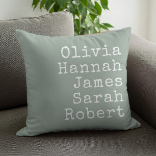 Typewriter Personalized Family Names Throw Pillow