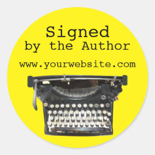 Typewriter Signed by Author Stickers Customizable