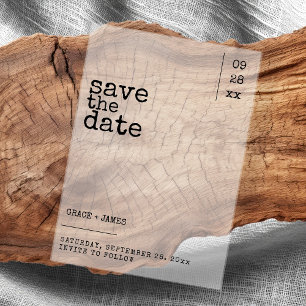 Typewriter Simple Typography Wedding Save the Date Vellum Invitations