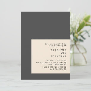 Typewriter Typography Black and White Wedding Invitation