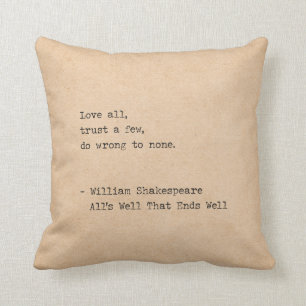 Typewriter William Shakespeare Love All Throw Pillow