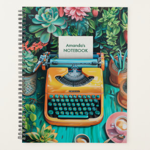 Typewriter with Colourful Plants   Botanical Print Planner