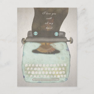 Typewriter work business man holiday postcard