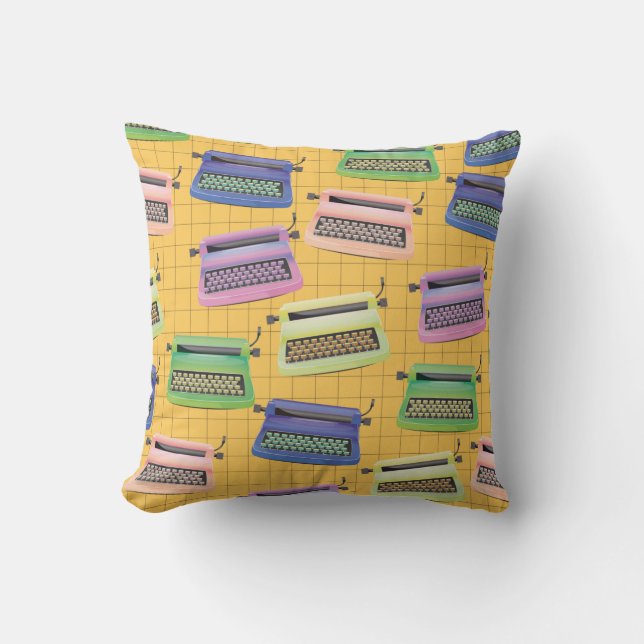 Typewriters pattern cartoon. throw pillow (Front)