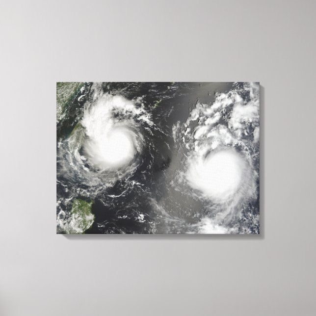 Typhoon Saomai and Tropical Storm Bopha Canvas Print (Front)