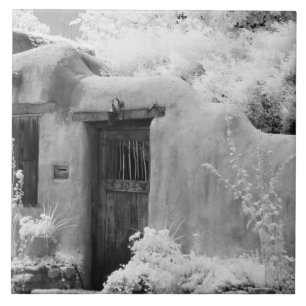 Typical adobe door and entryway in Santa Fe, New Tile