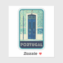Typical door and tiles illustration Portugal