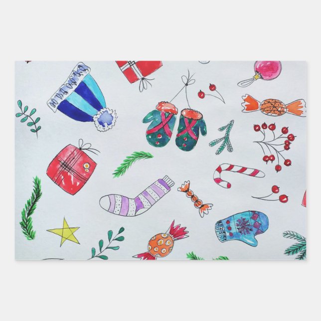 Typical motifs about Christmas day Wrapping Paper Sheet (Front)