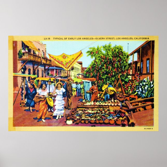 Typical of Early Los Angeles - Olvera Street Poster (Front)