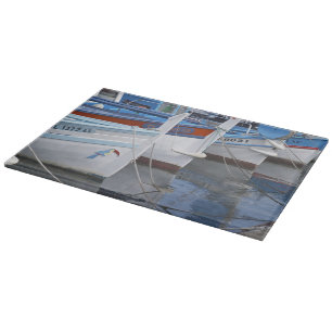Typical Provencal fishing boats painted in 2 Cutting Board