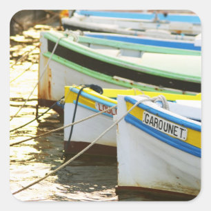 Typical Provencal fishing boats painted in Square Sticker