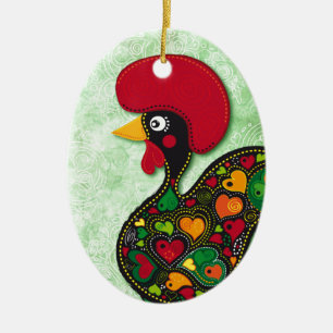 Typical Rooster of Barcelos Ceramic Ornament