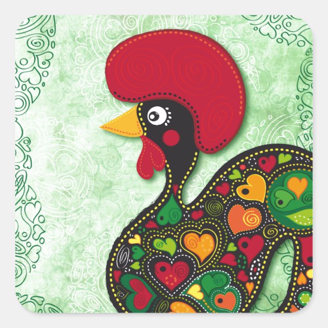 Typical Rooster of Barcelos Square Sticker (Front)