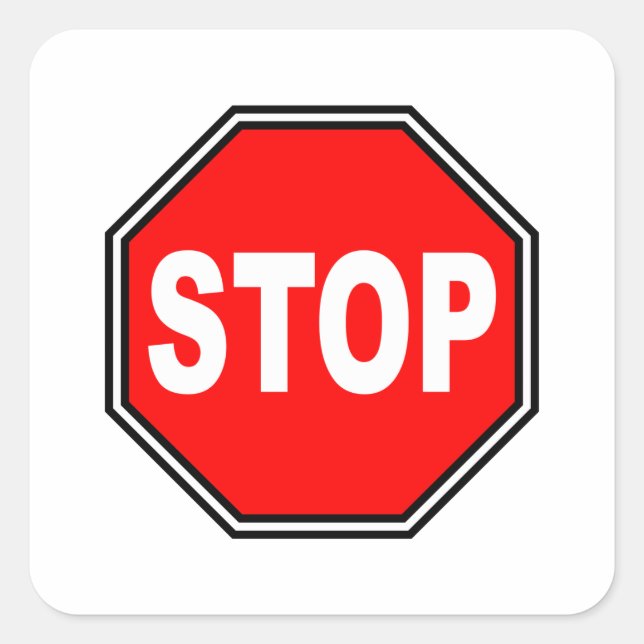 Typical Stop Sign Square Sticker (Front)
