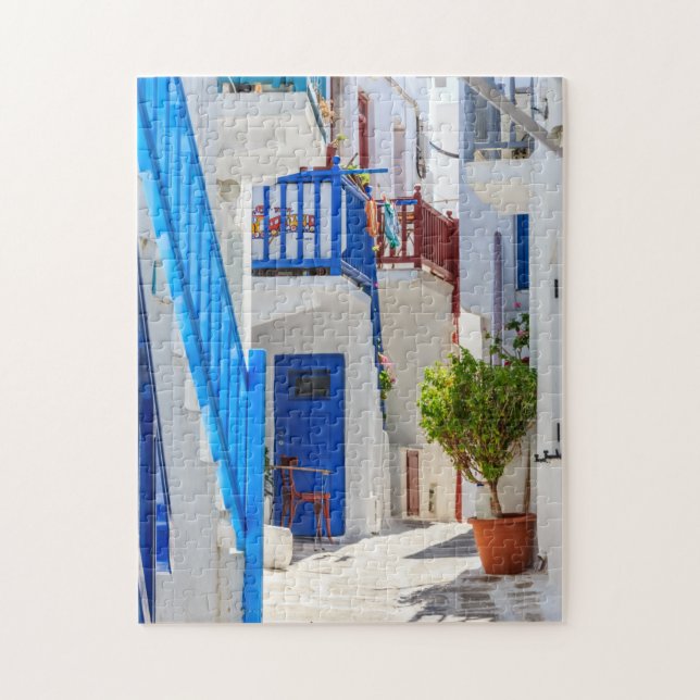 typical street in Mykonos Jigsaw Puzzle (Vertical)