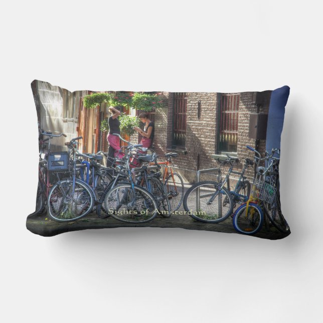 Typical Street Scene, Sights of Amsterdam Lumbar Pillow (Front)